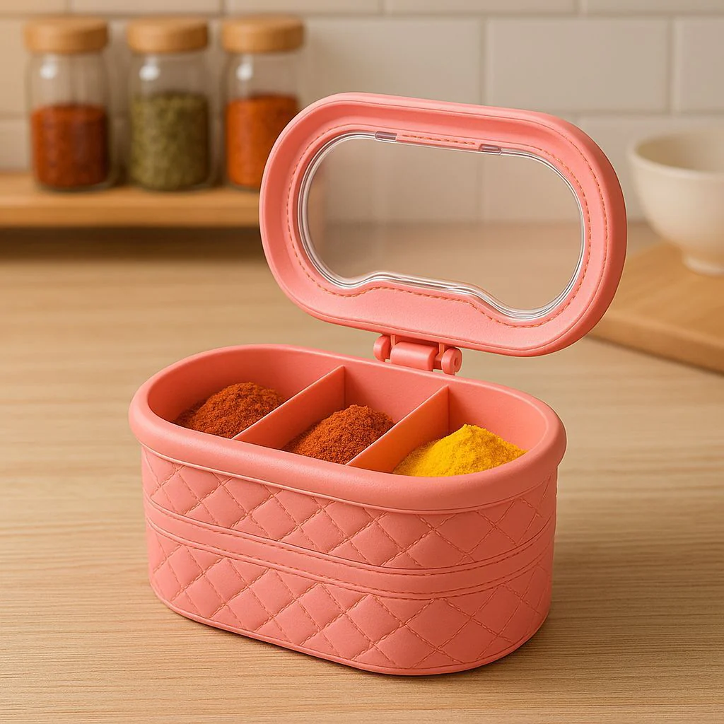 New ClothShape 3 Portion Spice Jar with Spoons Mix/Random colour - Image 2