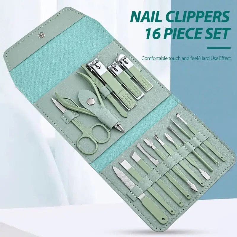 16 PCS Stainless Steel Manicure Pedicure Set | Professional Nail Care Kit - Image 2