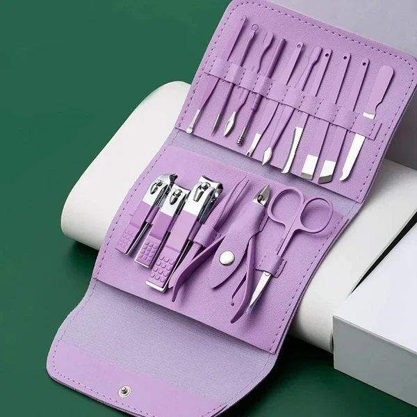 16 PCS Stainless Steel Manicure Pedicure Set | Professional Nail Care Kit - Image 4