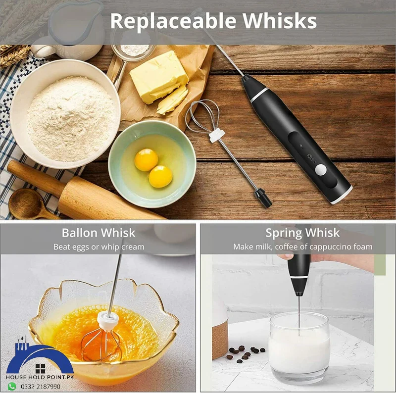 2 In 1 Electric Rechargeable Handheld Coffee and Egg Beater and Mixer & Milk Frother - Image 5
