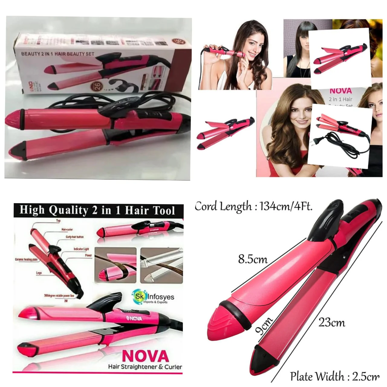 2 in 1 NOVA NHC 2009 Hair Curler and Straightener For Women - Image 6