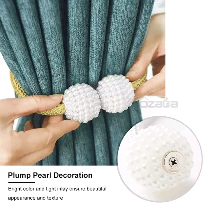 2 PCS Magnetic Pearl Curtain Buckle Tiebacks European Style Decorative Rings - Image 2
