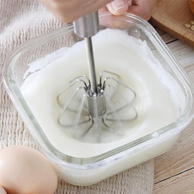 2 Pcs Premium Quality SEMI Automatic Stainless Steel Hand Pressure Rotating Whisk Mixer Egg Beater For Kitchen Accessories - Image 3
