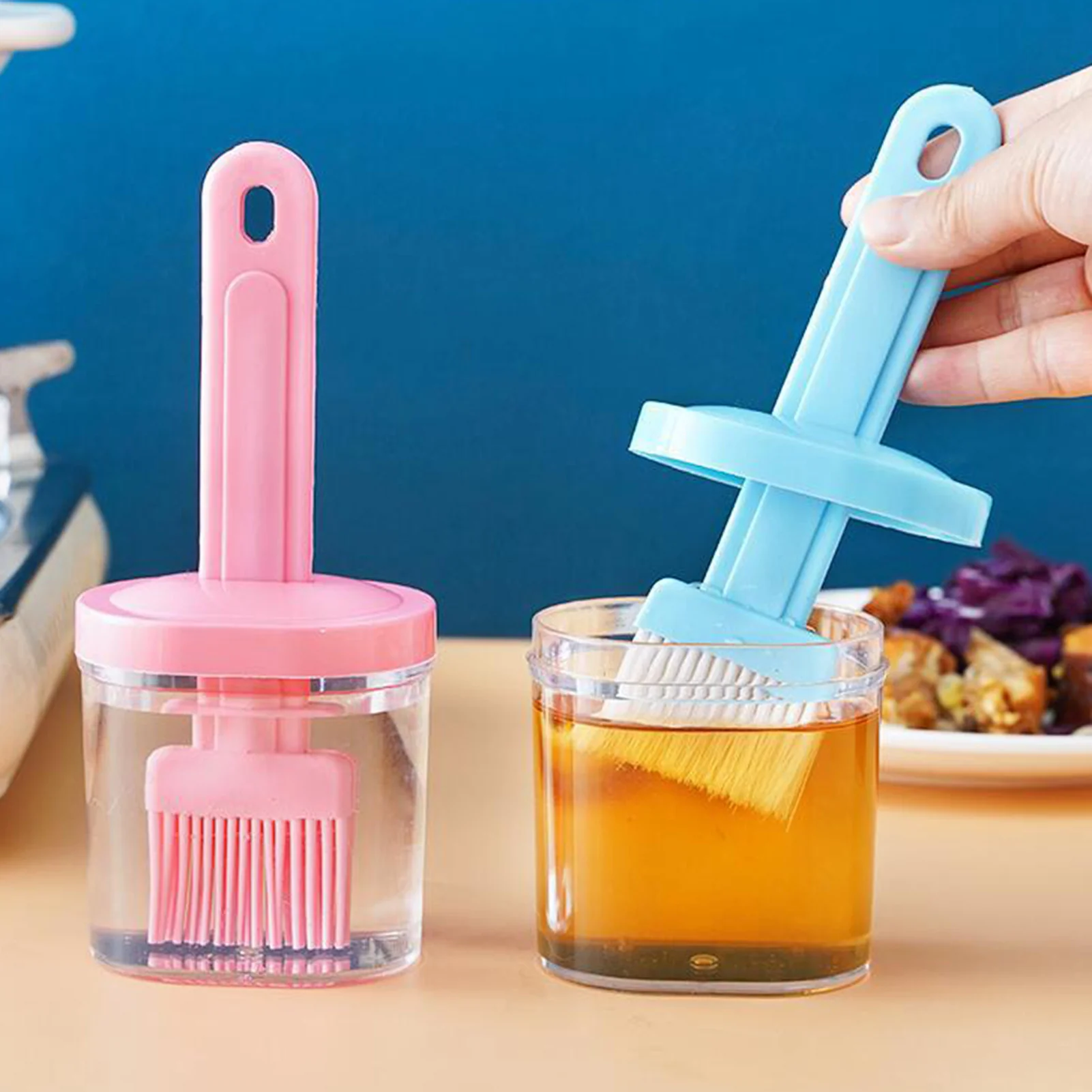 2 Pcs Transparent Cooking Oil Bottle with Silicon Brush for Kitchen Cooking - Image 3