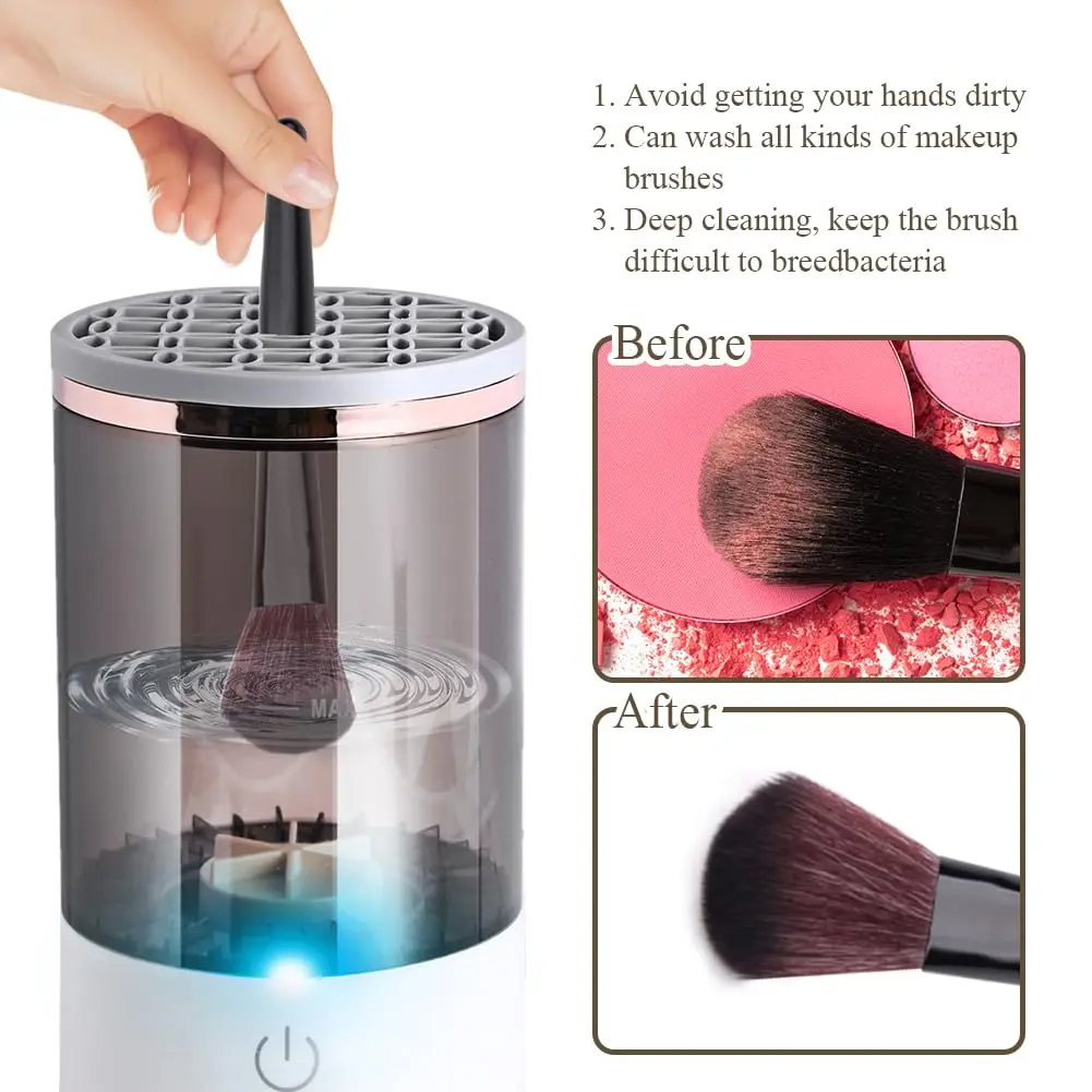 3 in 1 Automatic Rechargeable Electric Stand Makeup Brush Cleaner and Dryer For Women - Image 3