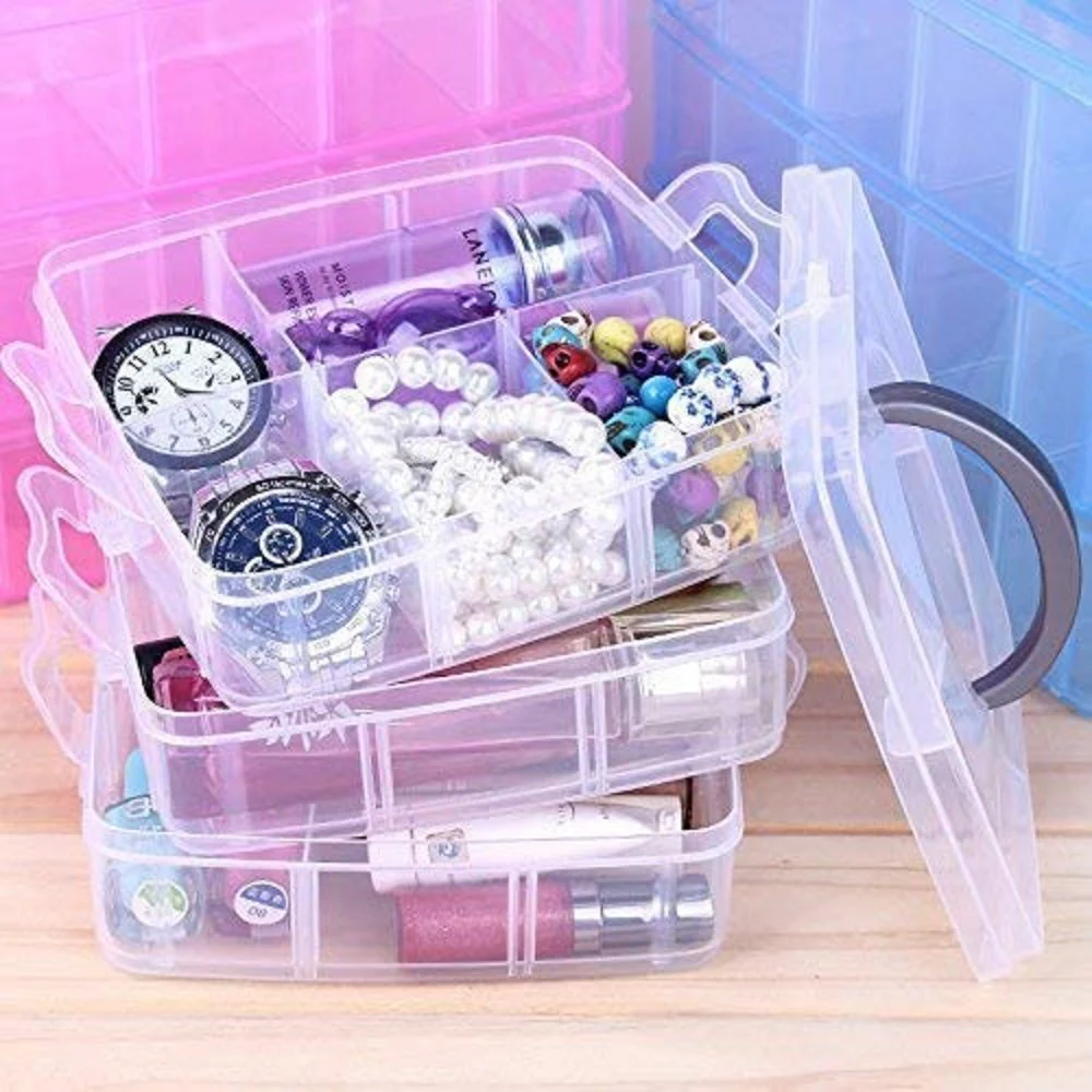 3 Layer 18 Grid Transparent Jewelry Storage Organizer - Image 3
