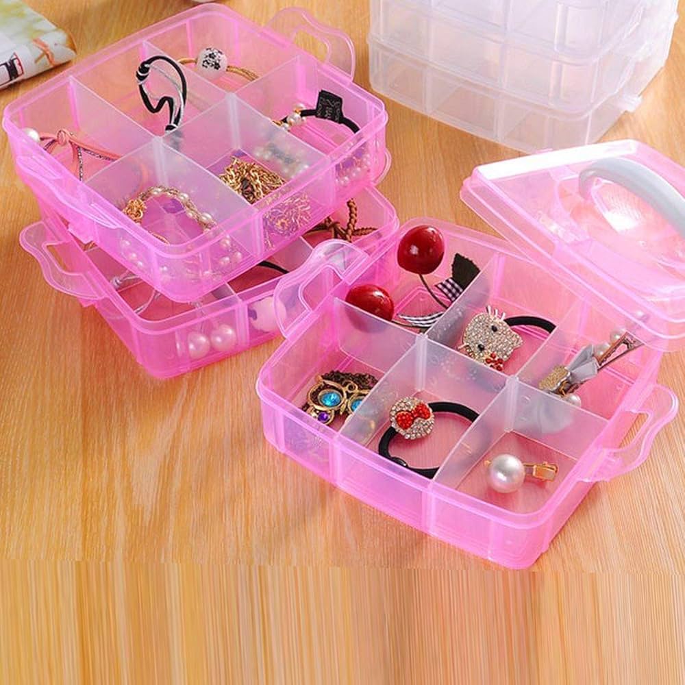 3 Layer 18 Grid Transparent Jewelry Storage Organizer - Image 4