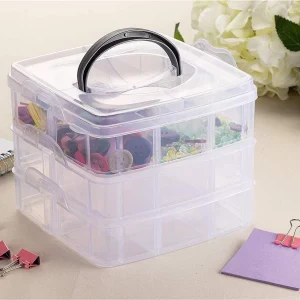 3 Layer 18 Grid Transparent Jewelry Storage Organizer - Image 5