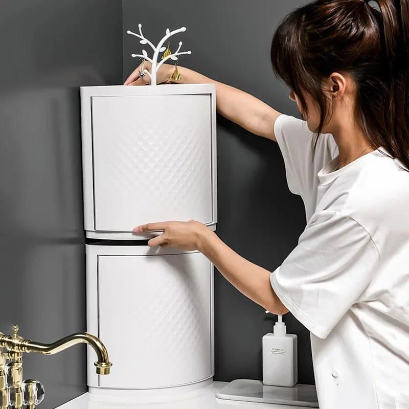 360 Degree Plastic Single and Double Layer Rotatable Corner Cabinet For Home Use - Image 4