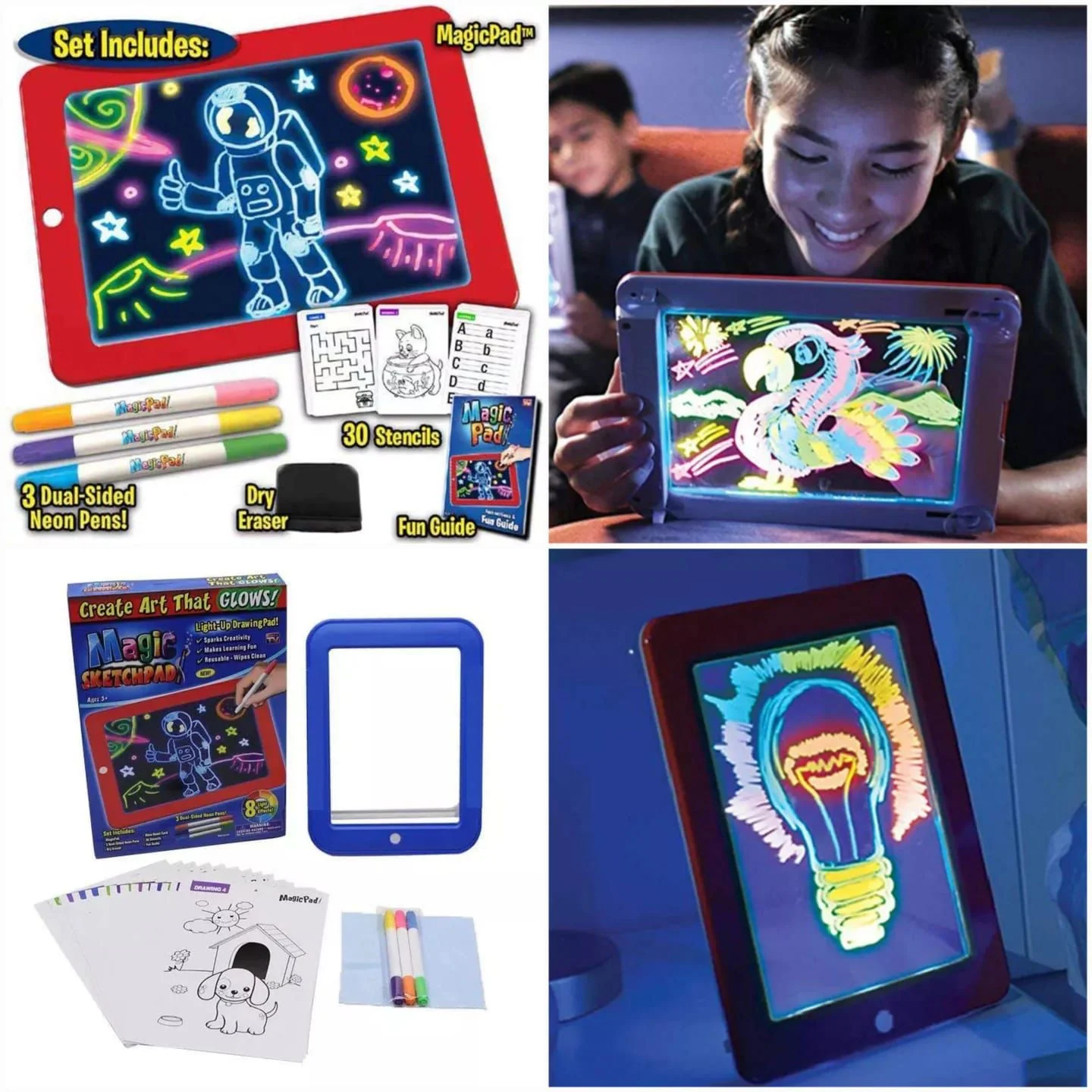 3D Magic Drawing Pad for Kids – 8 Light Effects Glow Sketch Tablet with Pens - Image 4