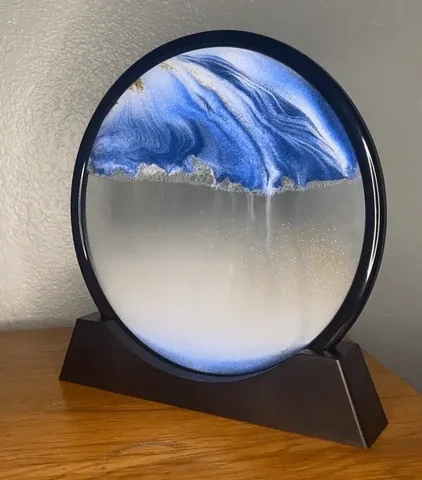 3D Moving Sand Art Picture Round Glass Deep Sea Sandscape in Motion Display Flowing Sand Frame Relaxing Desktop For Home Office Work Decor - Image 2