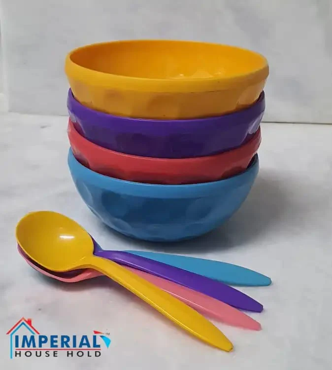 4 Pcs Bowls with Spoons in Multicolor for Snacks and Baby Feeding - Image 3