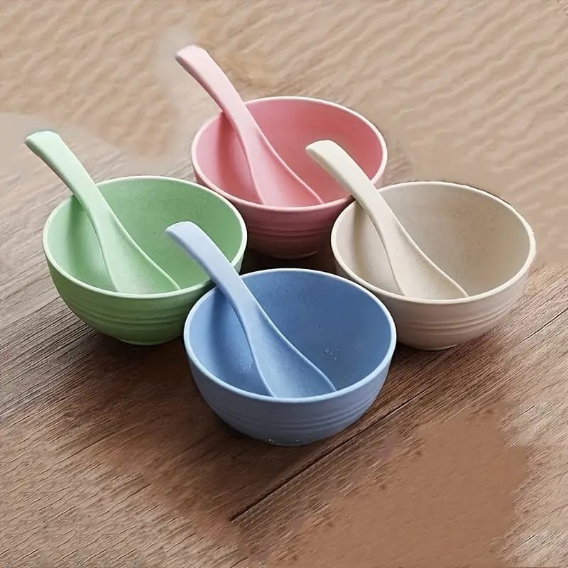 4 Pcs Bowls with Spoons in Multicolor for Snacks and Baby Feeding - Image 4