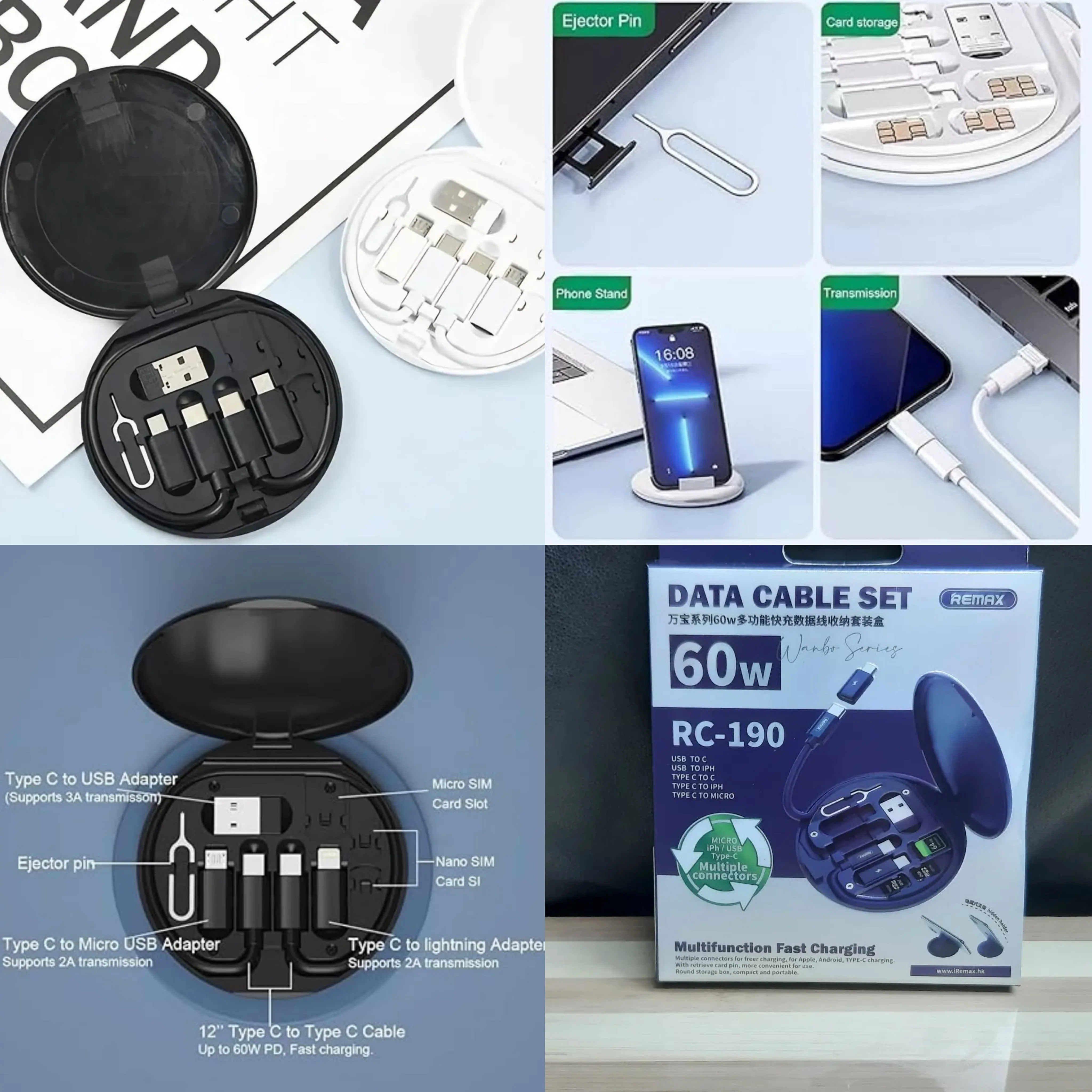 5 in 1 Portable Multifunctional 60W Charging Data Cable Set and Mobile Phone Holder Storage Box For All Devices - Image 11