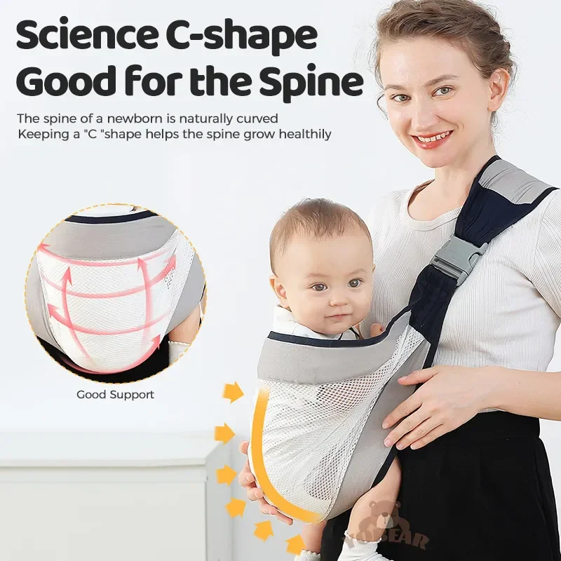 Adjustable Newborn Baby Carrier Sling Wrap Breathable Backpack Shoulder Strap for baby feeding - Image 4