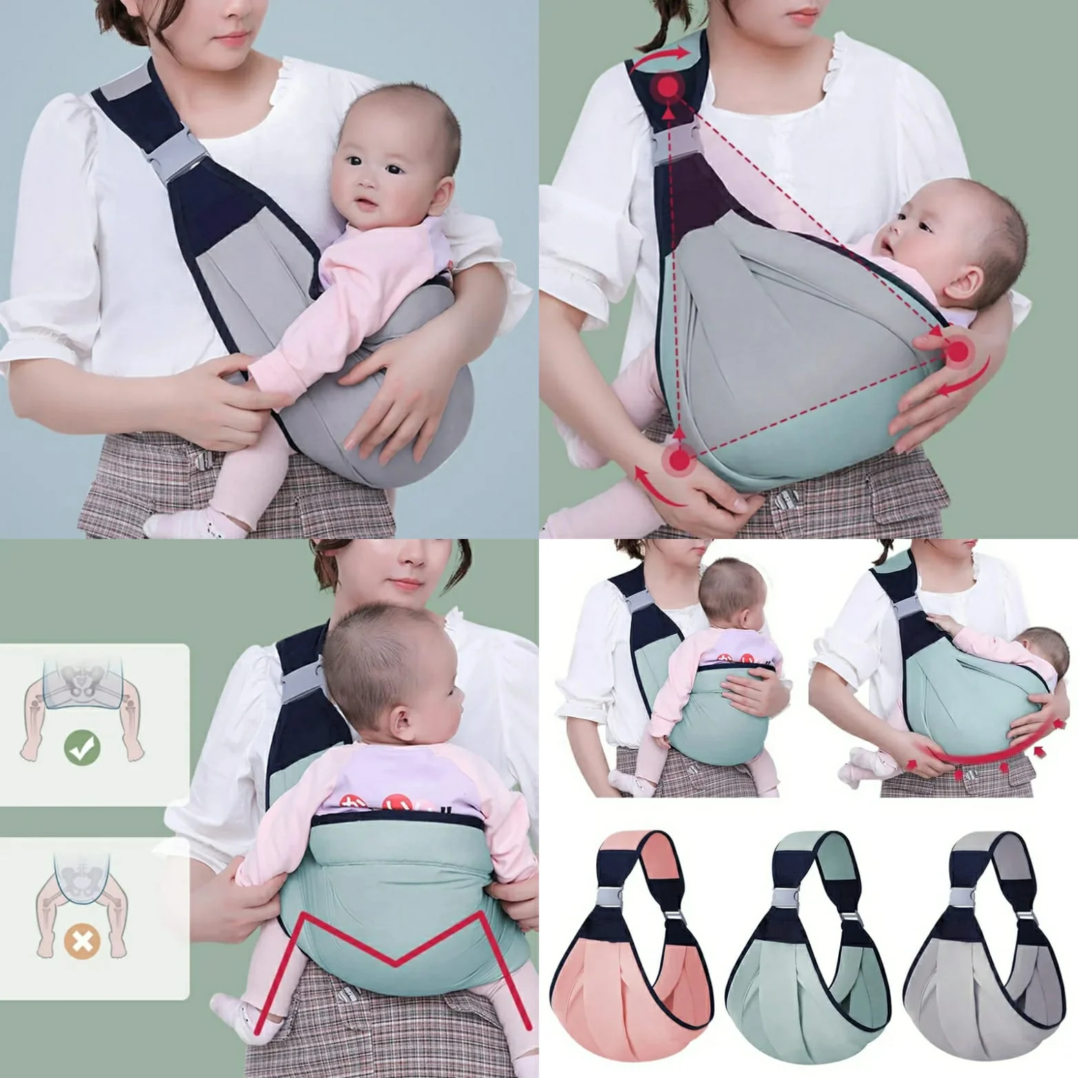 Adjustable Newborn Baby Carrier Sling Wrap Breathable Backpack Shoulder Strap for baby feeding - Image 5