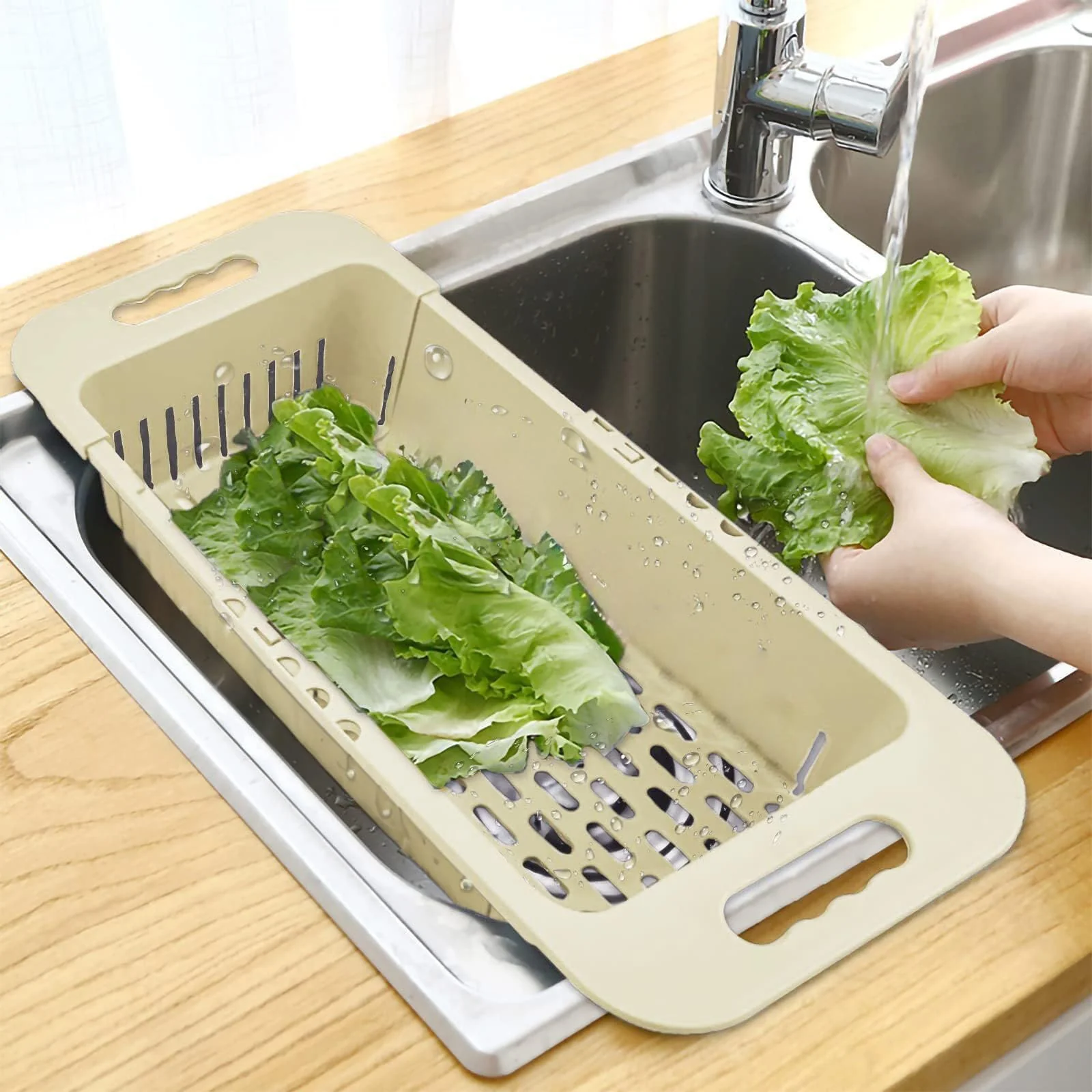 Adjustable Vegetable Drain Rectangular Plastic Basket for Dishwasher Vegetable Racks and Sinks - Image 5