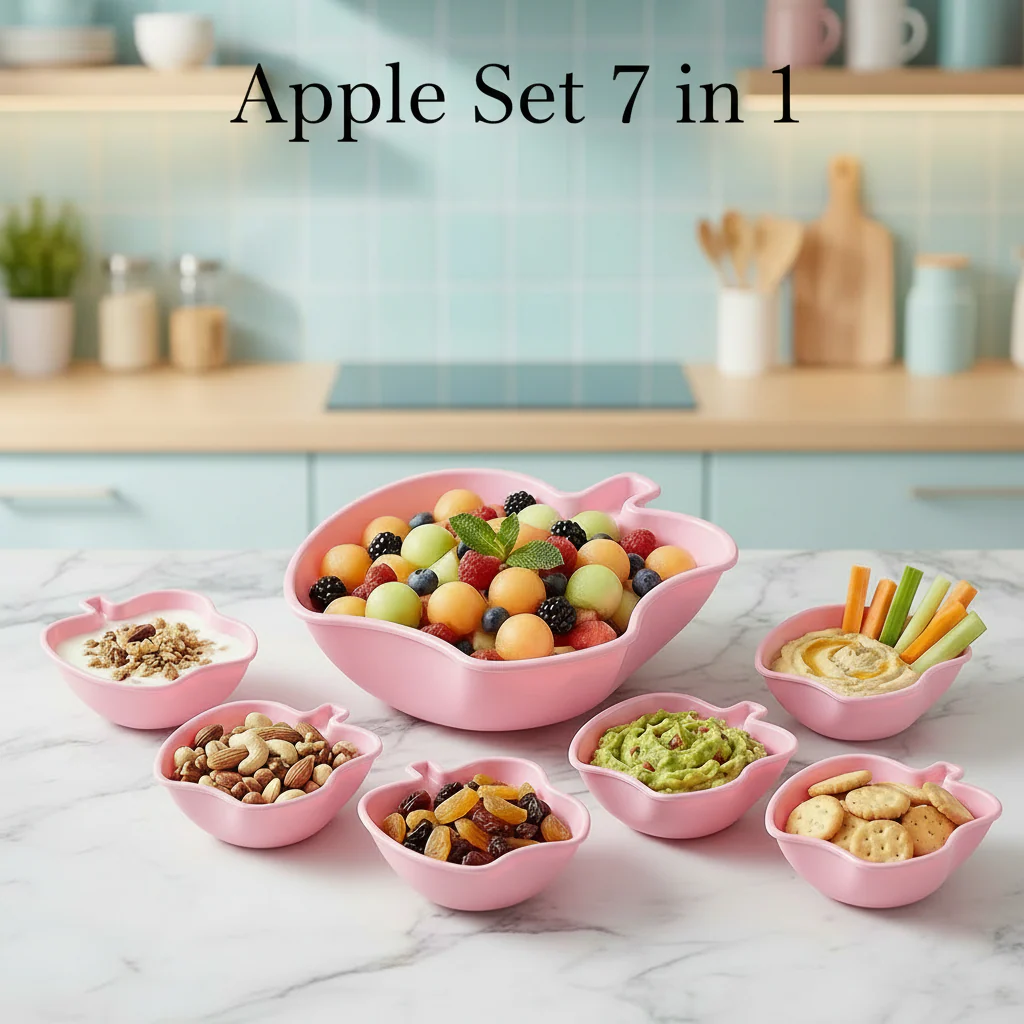 Apple Bowl Set 7 in 1 – Premium Serving Bowls for Snacks, Fruits & Dips - Image 2