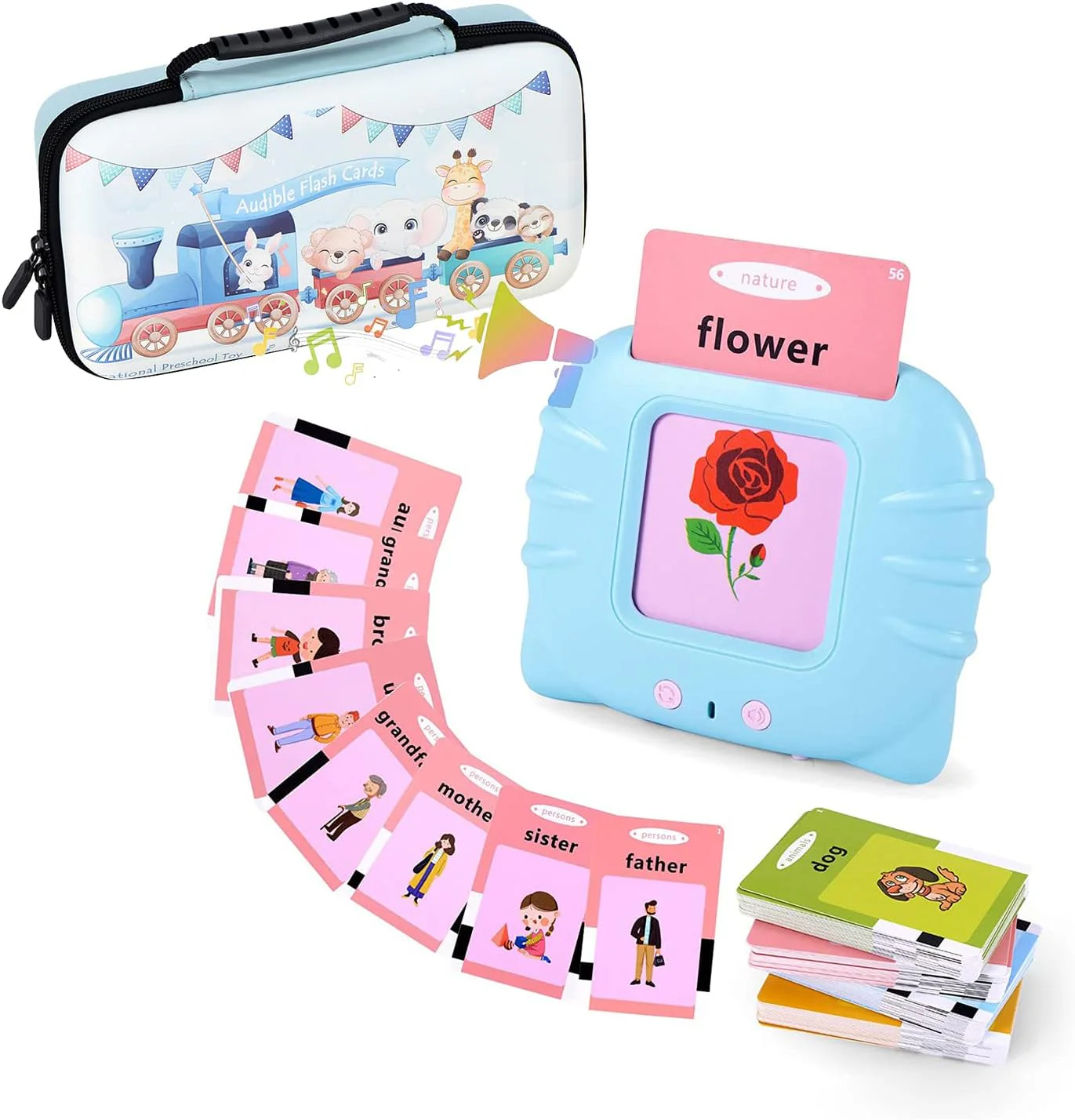 Audible Talking Flash Cards Electronic Early Education Machine with 112pcs Cards Double-Side Sight Words Learning Resource Interactive Toys Flashcard Toddlers For Age 1-6 Years Gift Box - Image 5