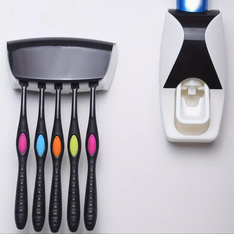Automatic Toothpaste Dispenser Squeezer Hands Free Set and 5 Toothbrush Holder - Image 4