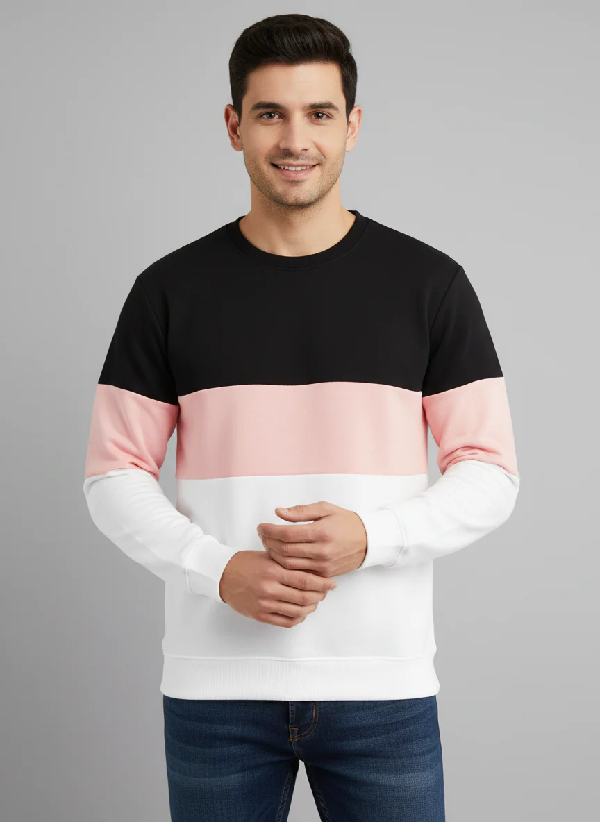 Black Pink and White Block Unisex Sweatshirt - Image 3