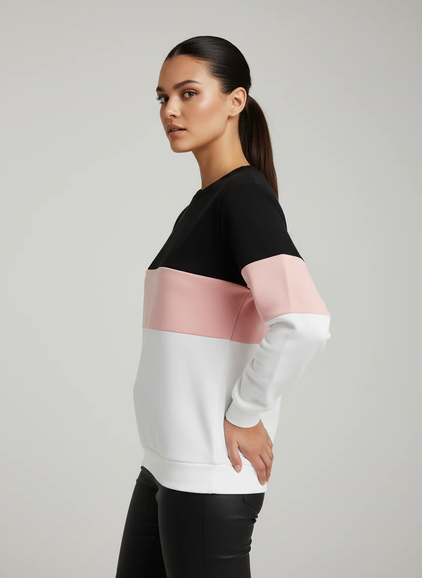 Black Pink and White Block Unisex Sweatshirt - Image 5