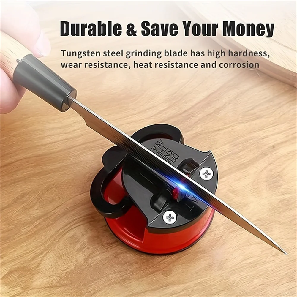 Buy 1 Get 1 Free Kitchen Mini Knife Sharpener with Powerful Suction Cup Base Suitable for Most Blade Types for Kitchen, Camping etc - Image 5