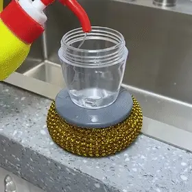 Buy 1 Get 1 Free Offer 2 Pcs Kitchen Cleaning Dish Brush Scrubber with Soap Dispenser - Image 3