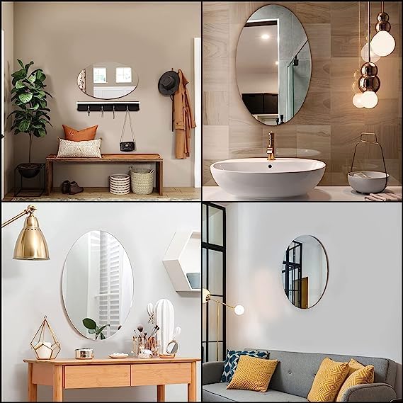 Azaadi Sale Offer 3 Pcs FlexibleSelf Adhesive Oval Shape Mirror Sticker (3 Pcs) - Image 9