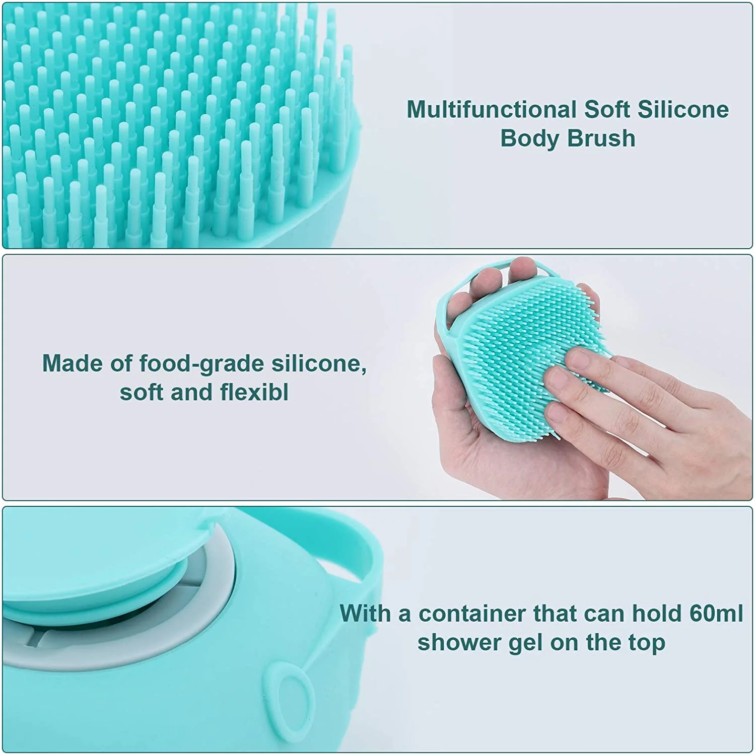 Buy 1 get 1 Free Ultra Soft Magic Silicon Bath and Body Brush with Soap Dispenser Scrubber - Image 8