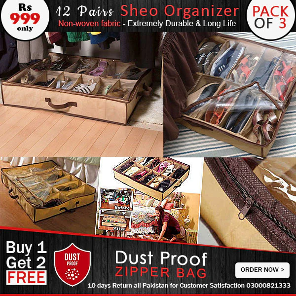 Buy 1 Get 2 Free Shoe Organizer 12 Pairs Under Bed Storage Bag - Image 4