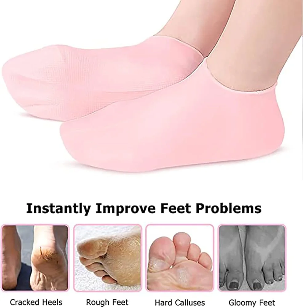 Buy 1 Pair Get 1 Pair Free Offer 4 Pcs Silicone Moisturizing Socks for Foot Care - Image 8