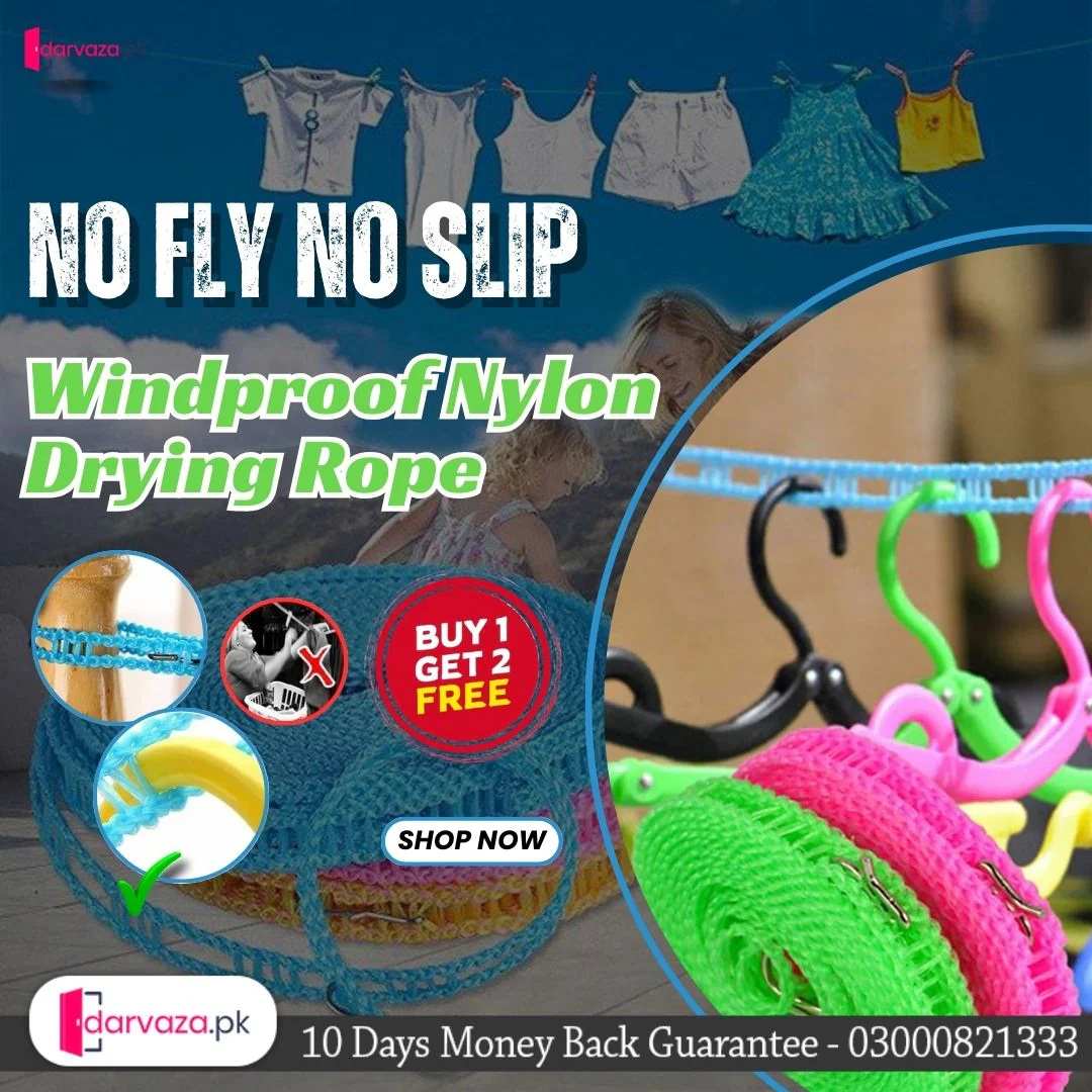 Buy 1 Get 2 Free Offer 3 Pcs Wind Proof Non Slip Nylon Hanging Drying Rope Clothes washing line with full size of 5 Meters in Rs 699 - Image 3