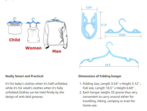 Buy 5 Get 5 Free Portable Folding Clothes Hangers with Slots 10 Pcs - Image 3