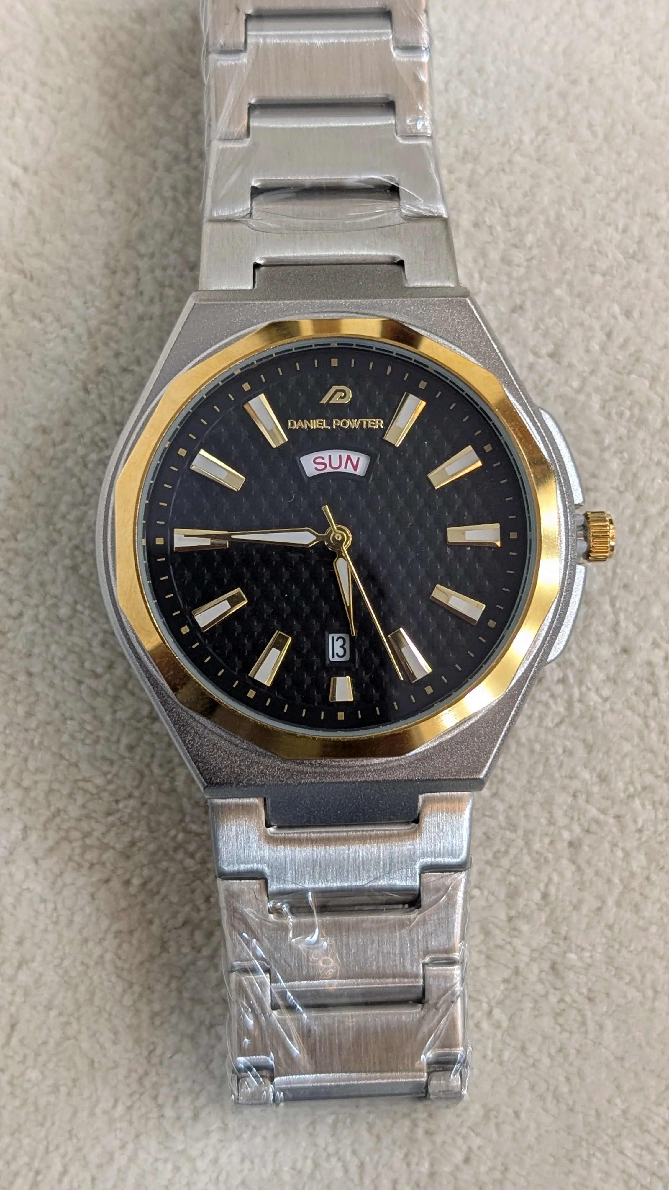Danel Imperial Silver & Black Dial with Gold-Line Men Watch - Image 3