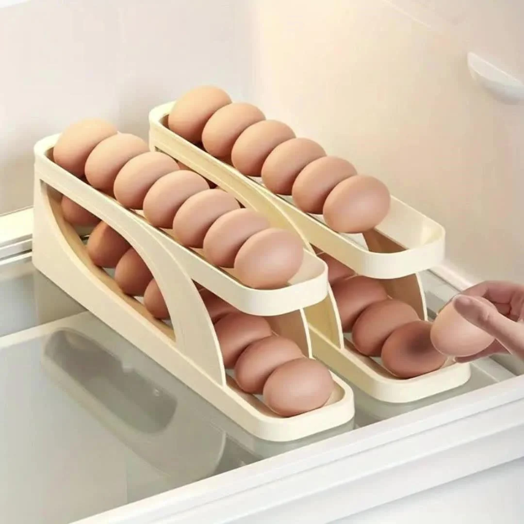 Egg Holder Dispenser With Automatically Rolling and Space Saving Egg Tray For Refrigerator and Kitchen - Image 4