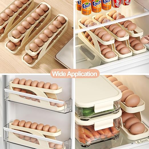 Egg Holder Dispenser With Automatically Rolling and Space Saving Egg Tray For Refrigerator and Kitchen - Image 6