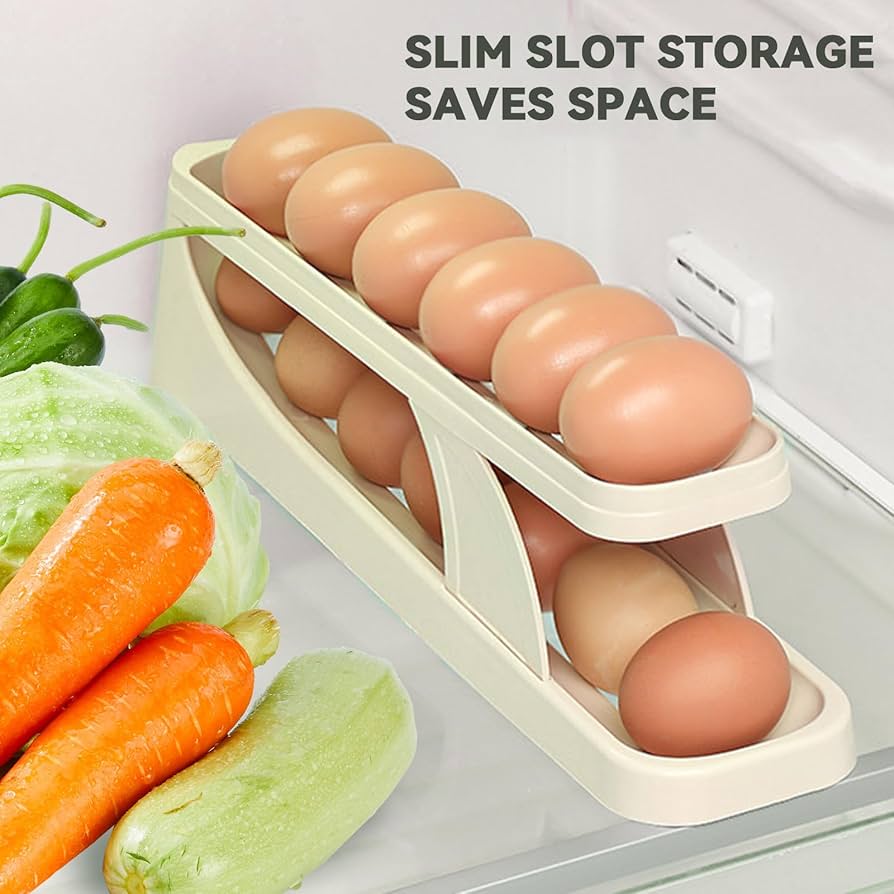 Egg Holder Dispenser With Automatically Rolling and Space Saving Egg Tray For Refrigerator and Kitchen - Image 7