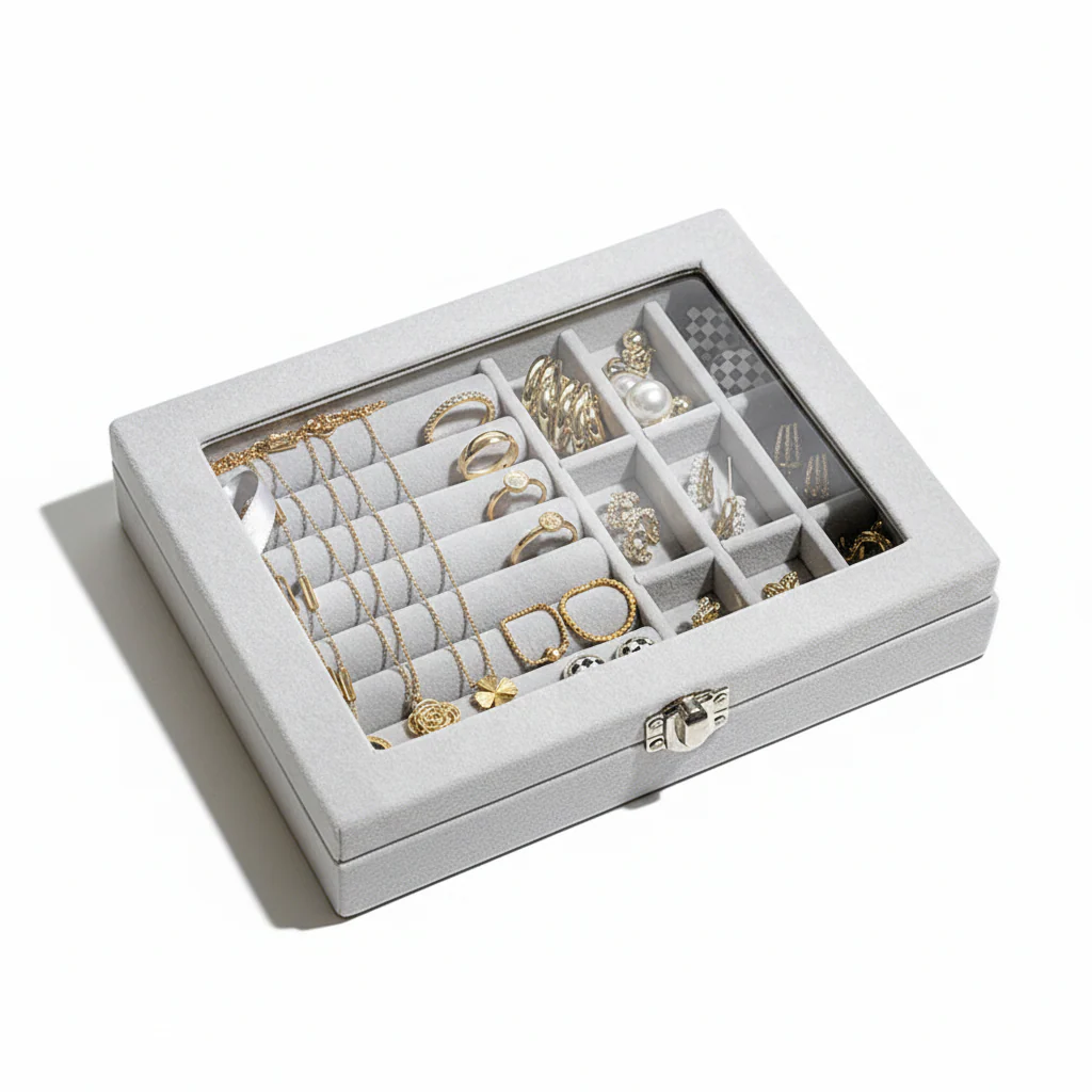 Fashion Portable Velvet Jewelry Ring Jewelry Display Organizer Box Tray Holder Earring Jewelry Storage Case Showcase - Image 2