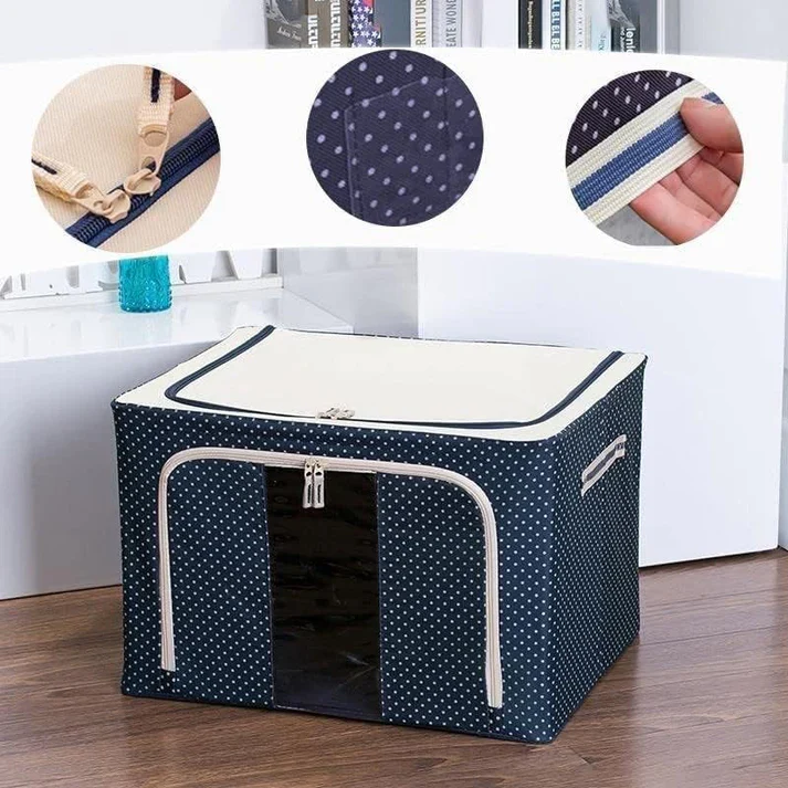 Foldable Metal Frame Clothes Storage Organizer Bags - Image 3