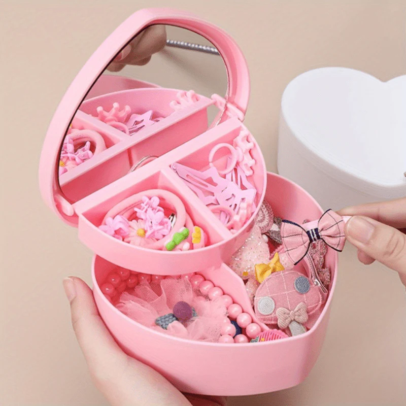 Heart Shape Double Layer Jewelry Organizer Storage Box For Women - Image 4