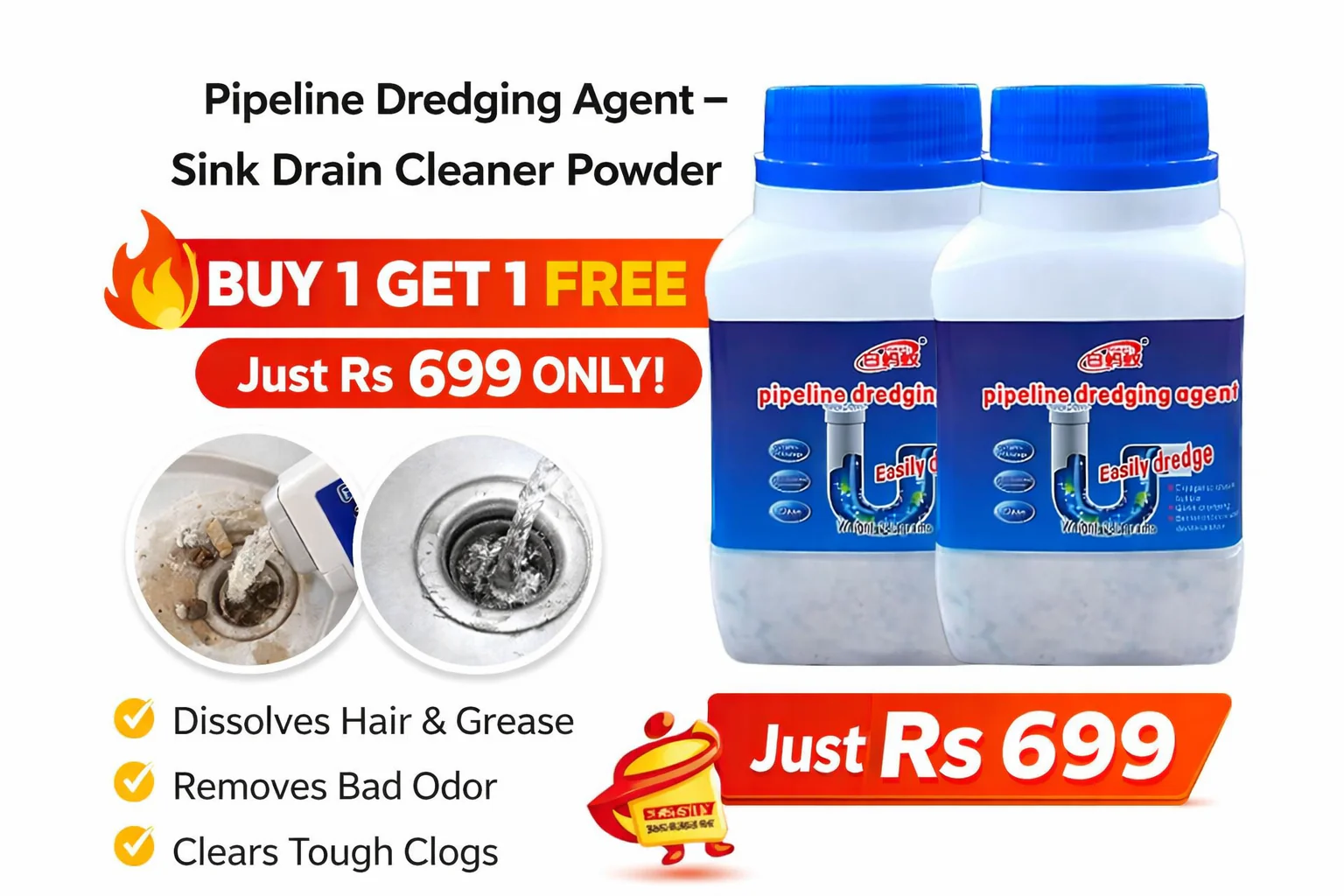 BUY 1 GET 1 FREE Pipeline Drain & Sink Cleaner with Premium Deep Cleaning Powder Formula - Image 7