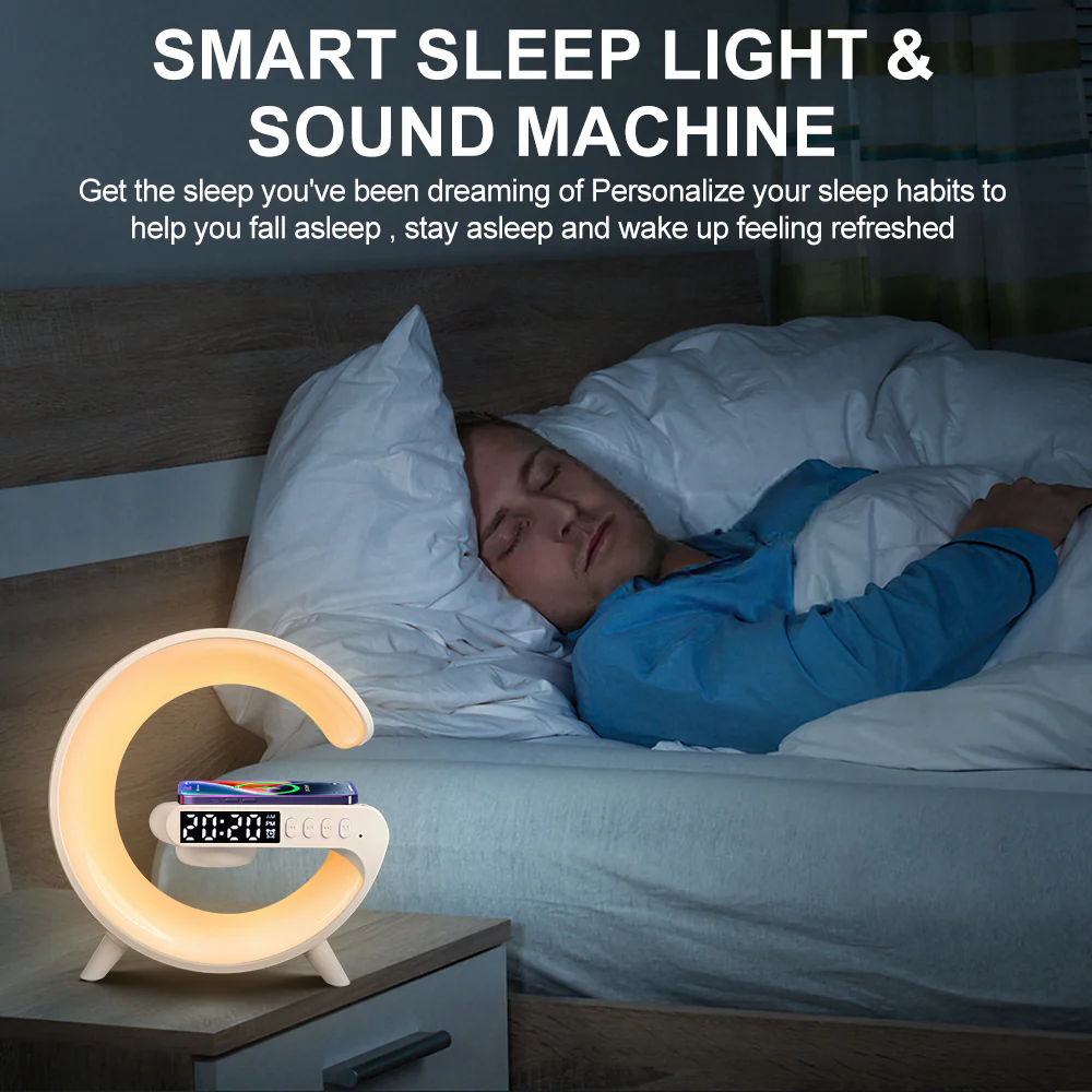 Imported G Shaped RGB Light Table Lamp Bluetooth Speaker With Wireless Charger - Image 7