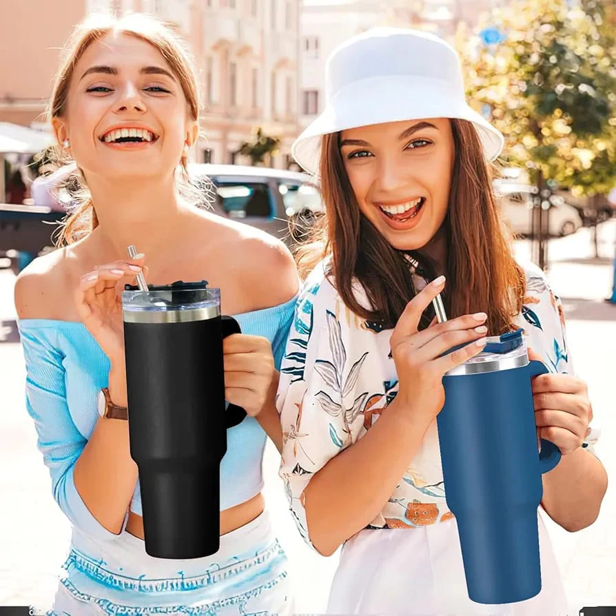 Insulated Tumbler with Handle & Straw - Image 3