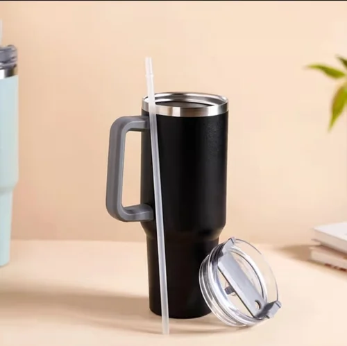 Insulated Tumbler with Handle & Straw - Image 4