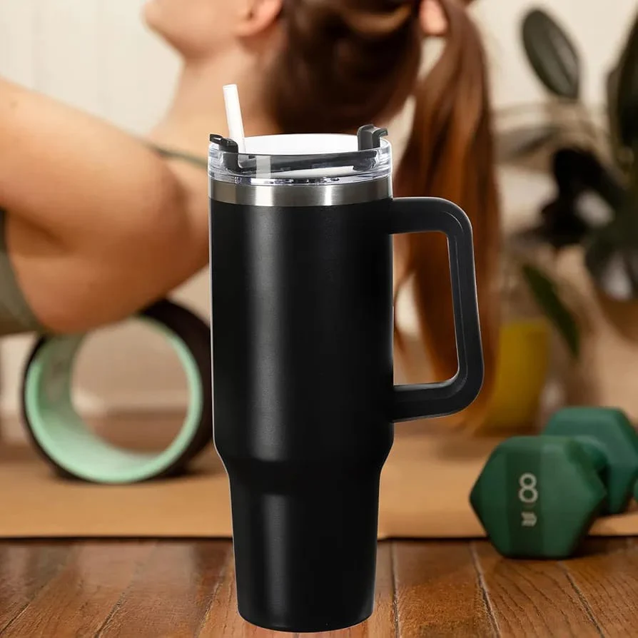 Insulated Tumbler with Handle & Straw - Image 5