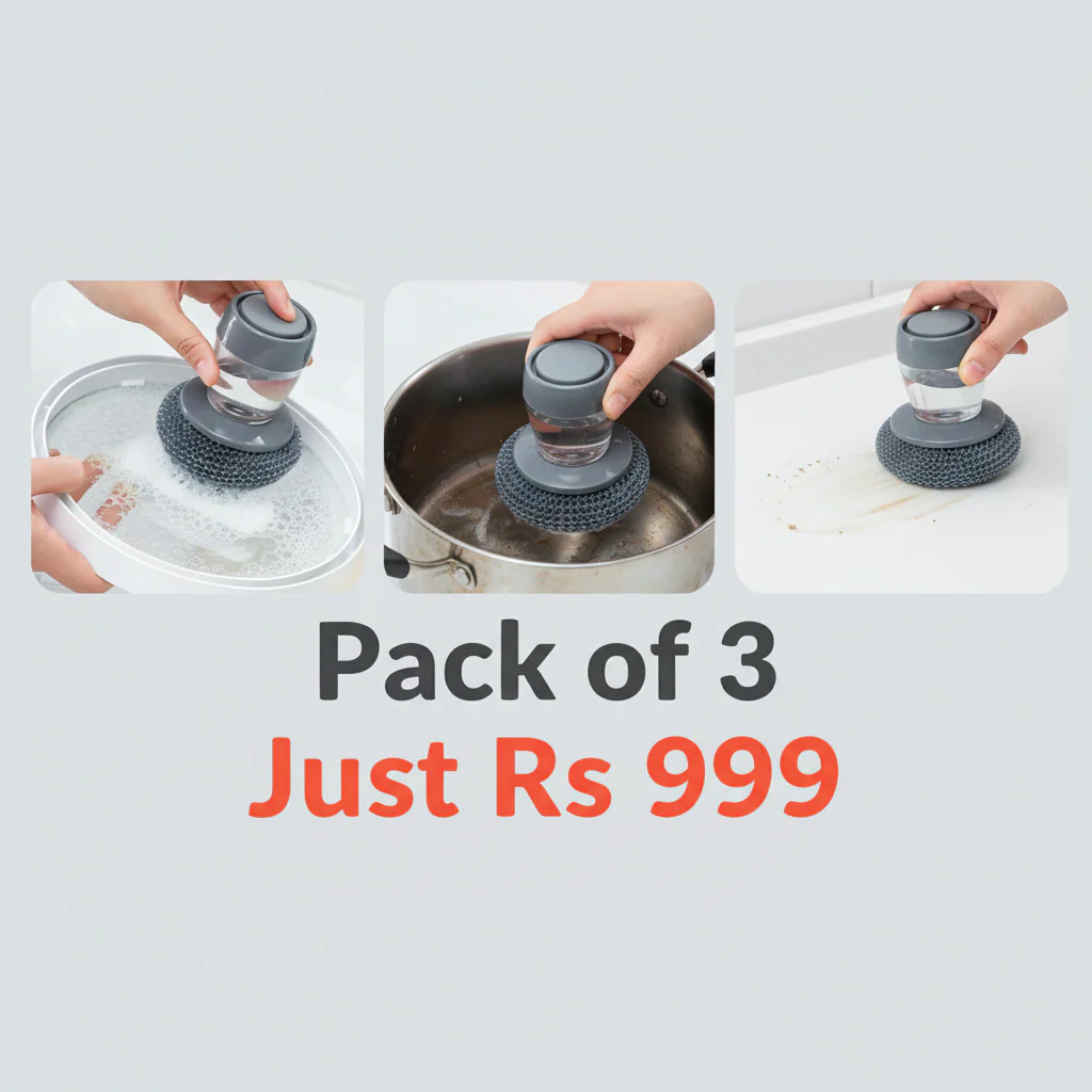 Kitchen Cleaning Dish Brush Scrubber with Soap Dispenser - Image 12