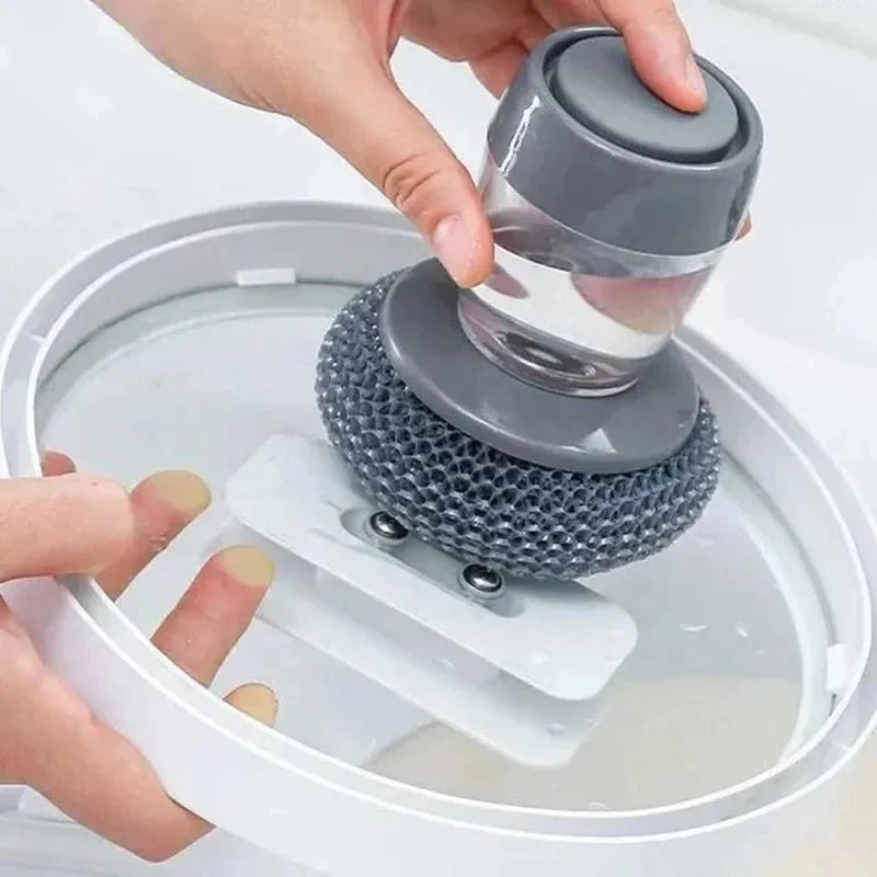 Kitchen Cleaning Dish Brush Scrubber with Soap Dispenser - Image 4