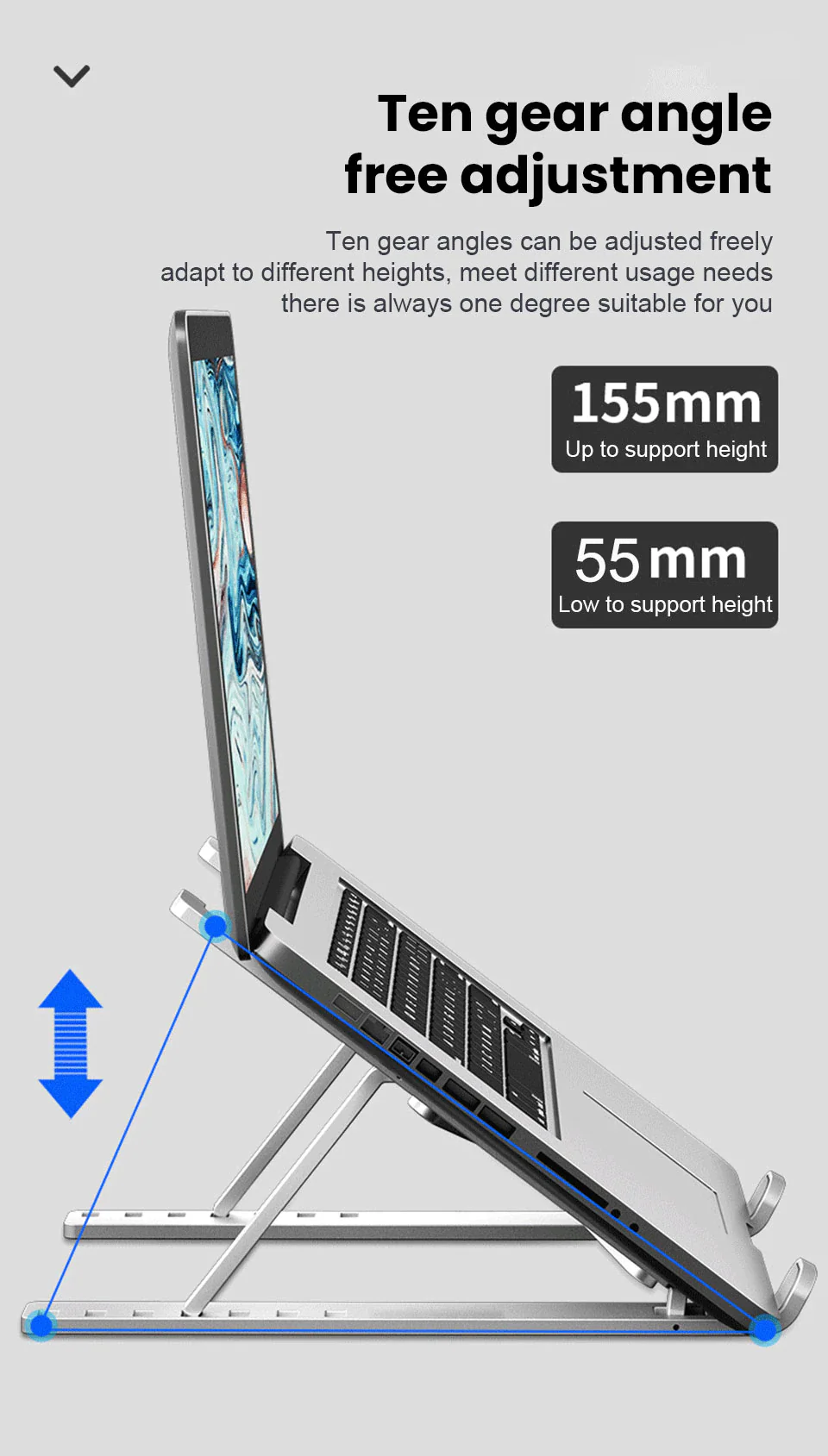 Laptop & Tablet Stand Non-slip ABS Adjustable Foldable Holder - Image 3