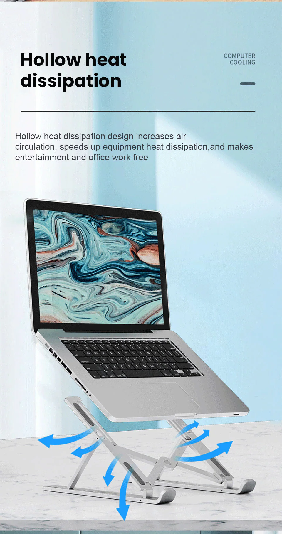 Laptop & Tablet Stand Non-slip ABS Adjustable Foldable Holder - Image 5